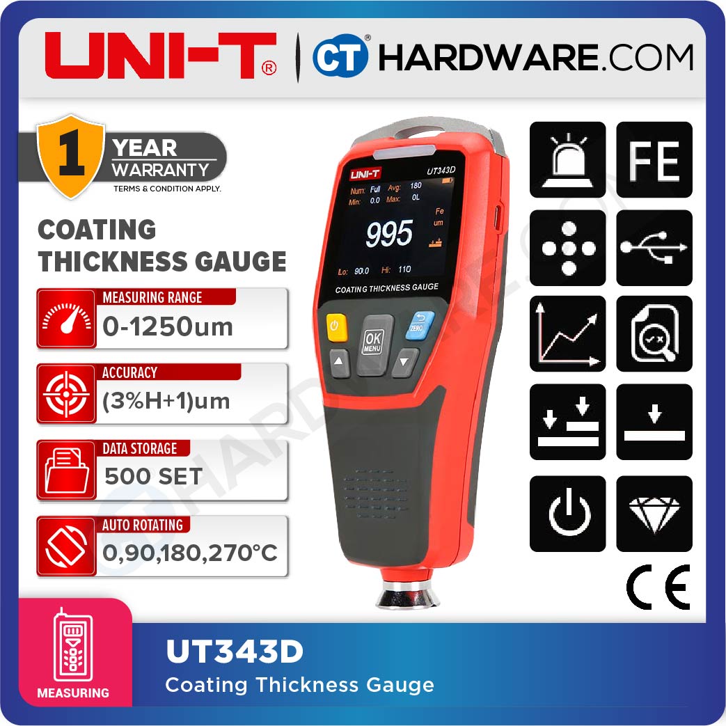 UNI-T UT343D COATING THICKNESS GAUGE 1250UM | 3V BATTERY