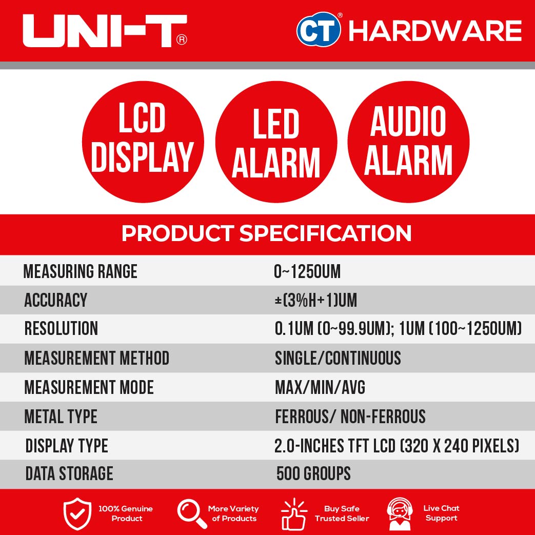 UNI-T UT343D COATING THICKNESS GAUGE 1250UM | 3V BATTERY