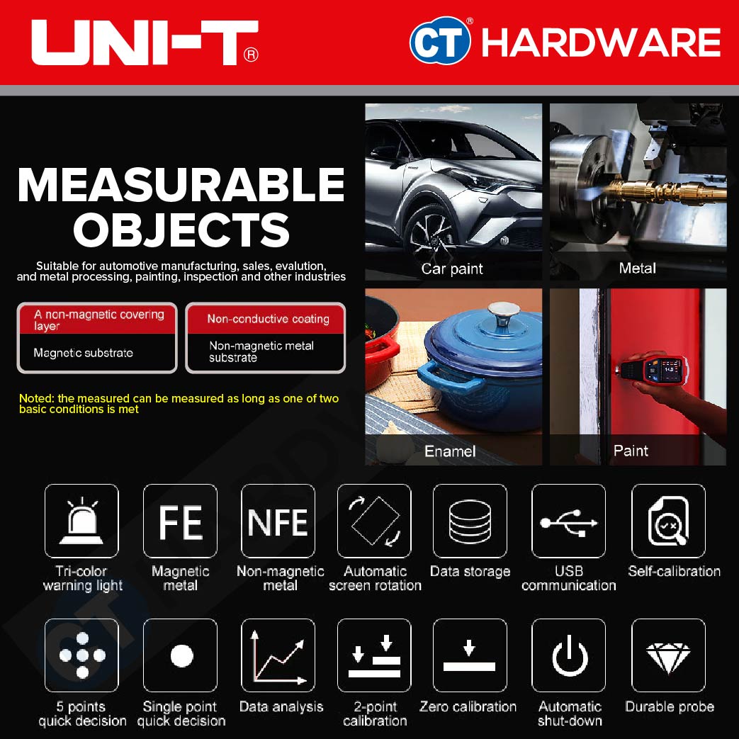 UNI-T UT343D COATING THICKNESS GAUGE 1250UM | 3V BATTERY