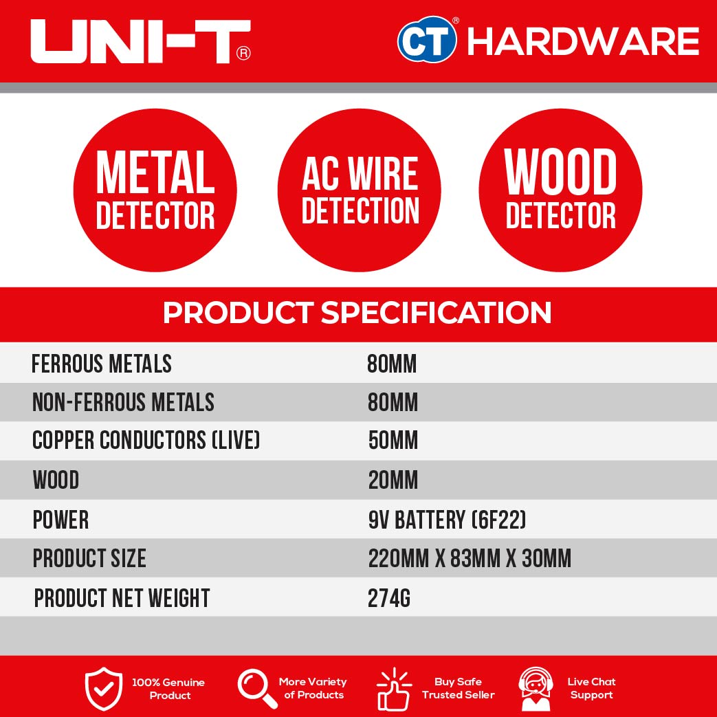 UNI-T UT387B WALL SCANNER SUITABLE FOR METAL , WOOD AND LIVE WIRE