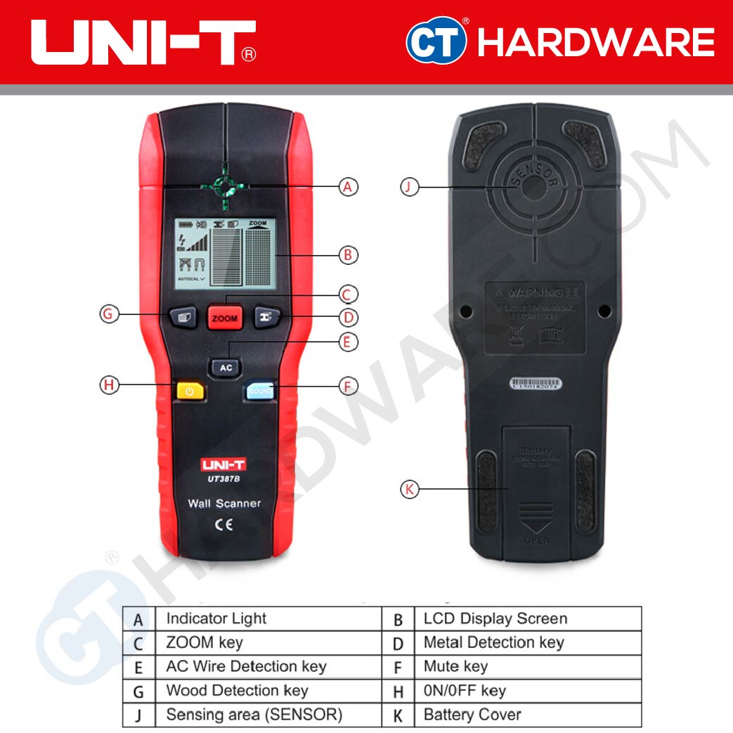 UNI-T UT387B WALL SCANNER SUITABLE FOR METAL , WOOD AND LIVE WIRE