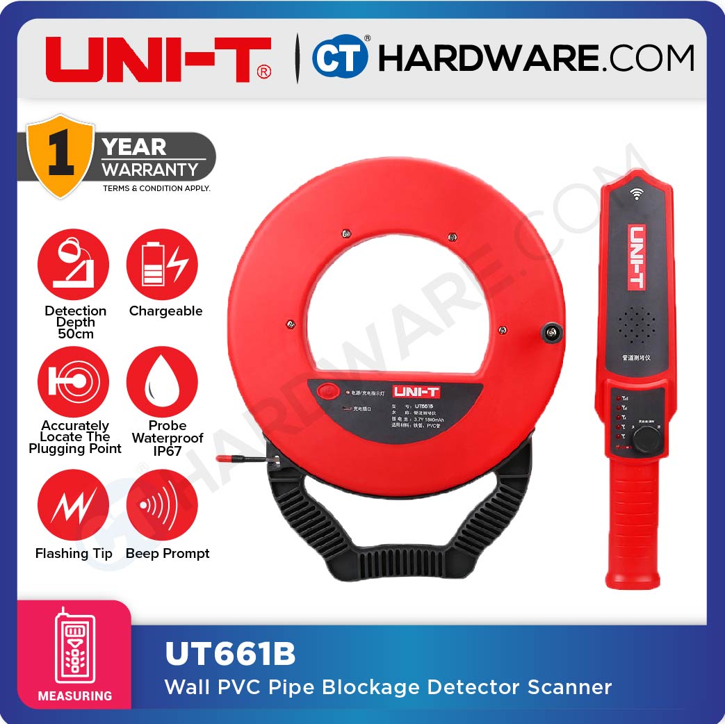 UNI-T UT661B WALL PVC PIPE BLOCKAGE DETECTOR SCANNER 30M MEASURE DISTANCE (DEPTH) 50CM