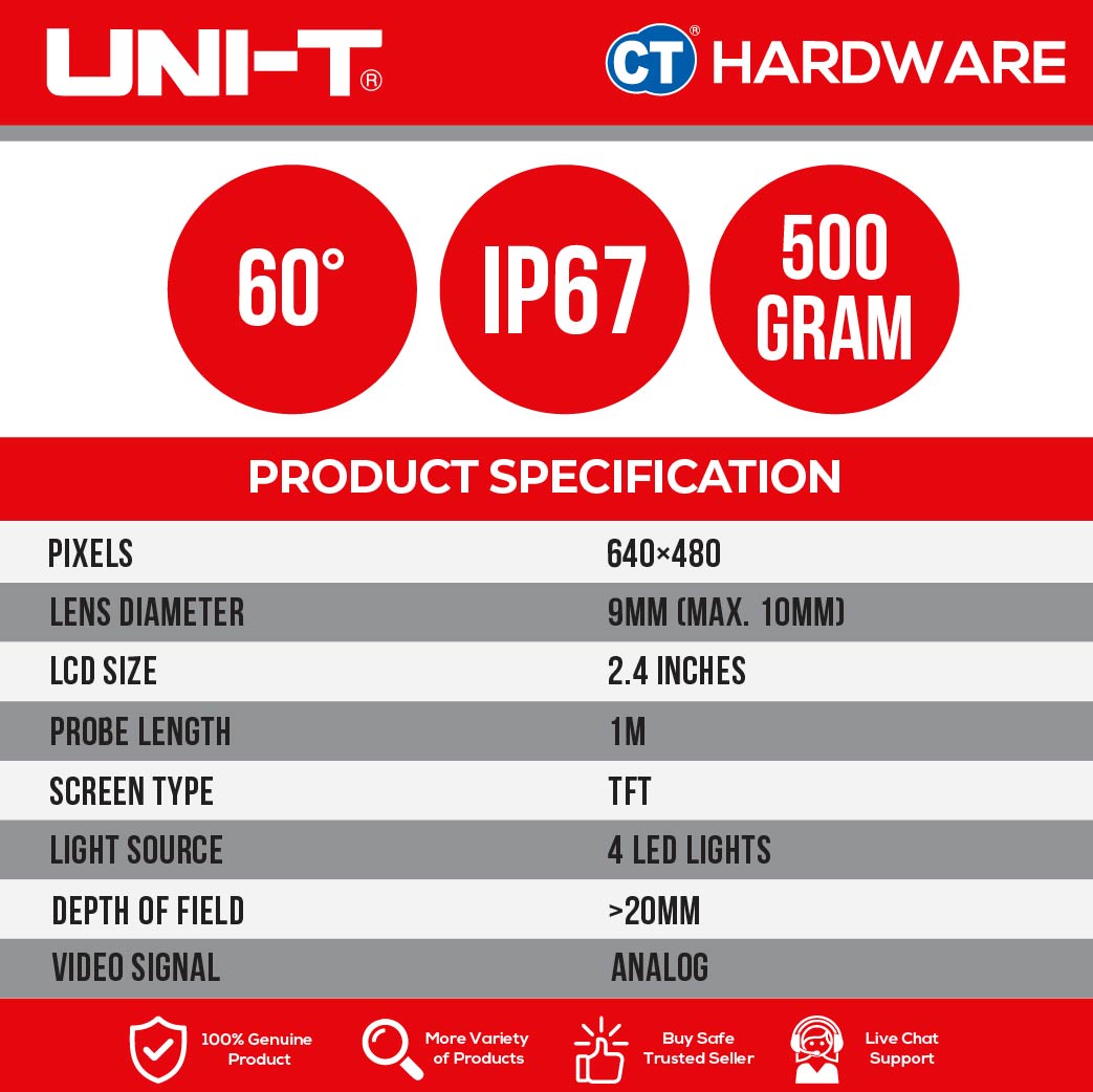 UNI-T UT665 BORESCOPE 10MM 640 X 480 PIXEL