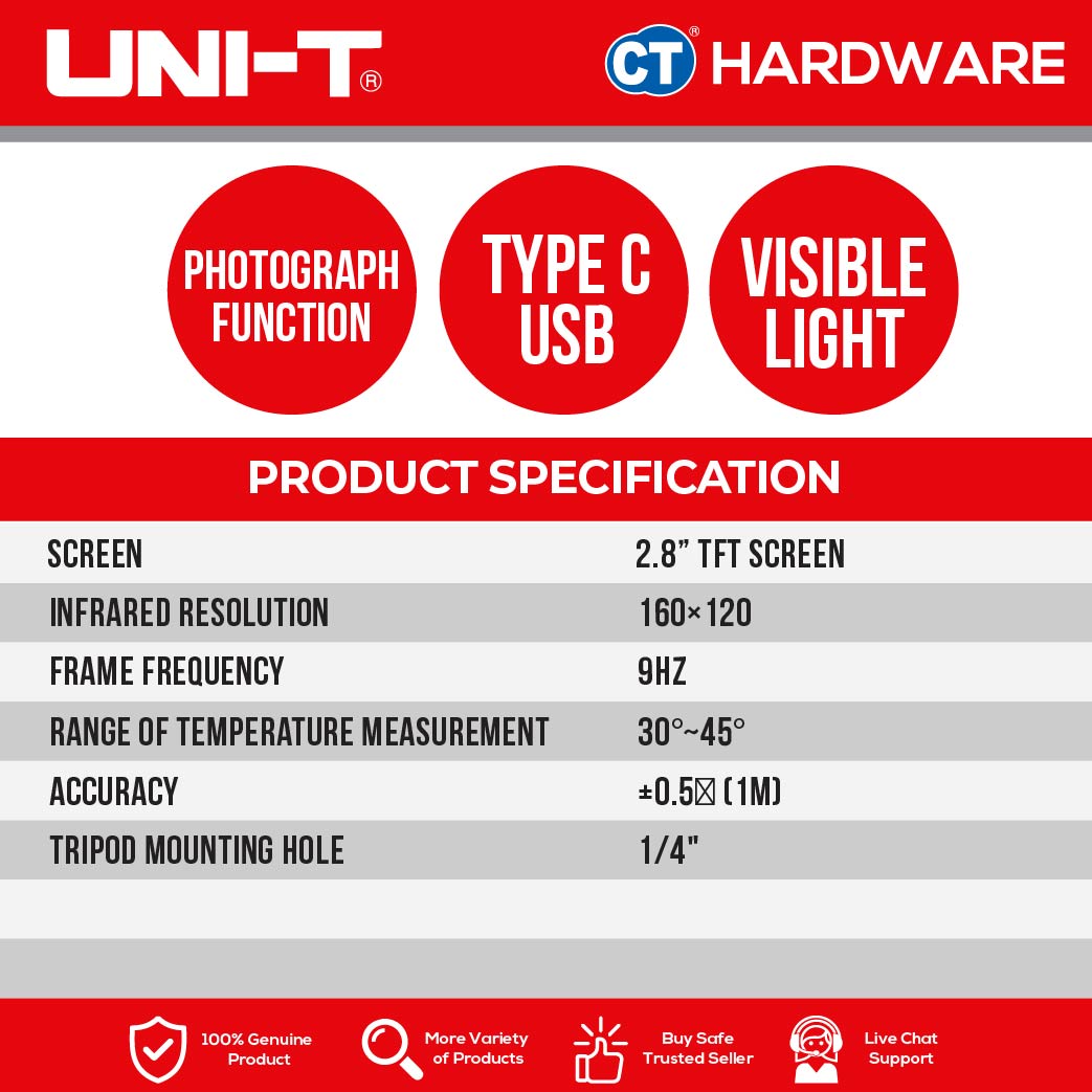 UNI-T UTi165K PROFESSIONAL THERMAL IMAGER TEMPERATURE 90-45 DEGREE COME WITH TRIPOD