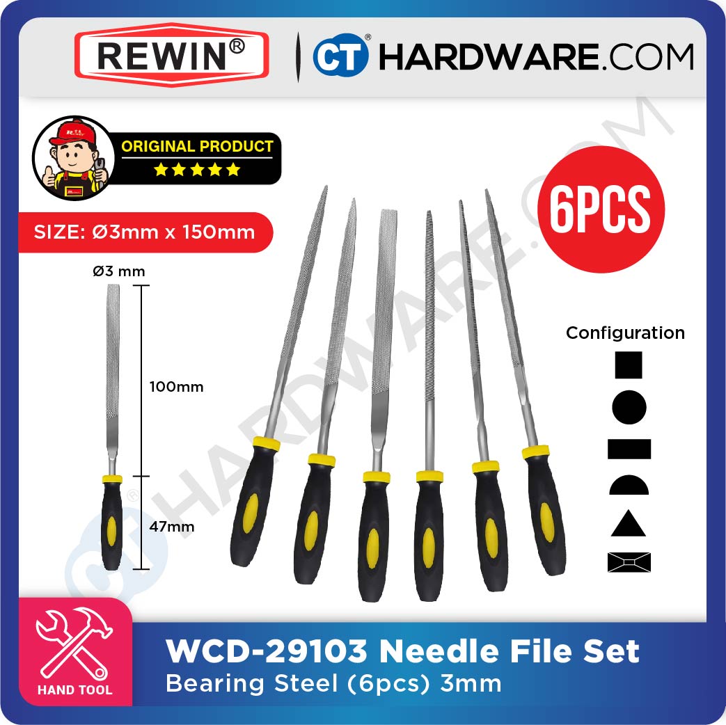 Rewin 6pcs Needle File Set 3mmx150mm WCD29103