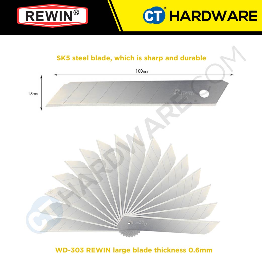 REWIN WD303 SK5 STEEL LARGE CUTTER BLADE 0.6MM THICKNESS 10PCS | BOXED HARDWARE TOOLS