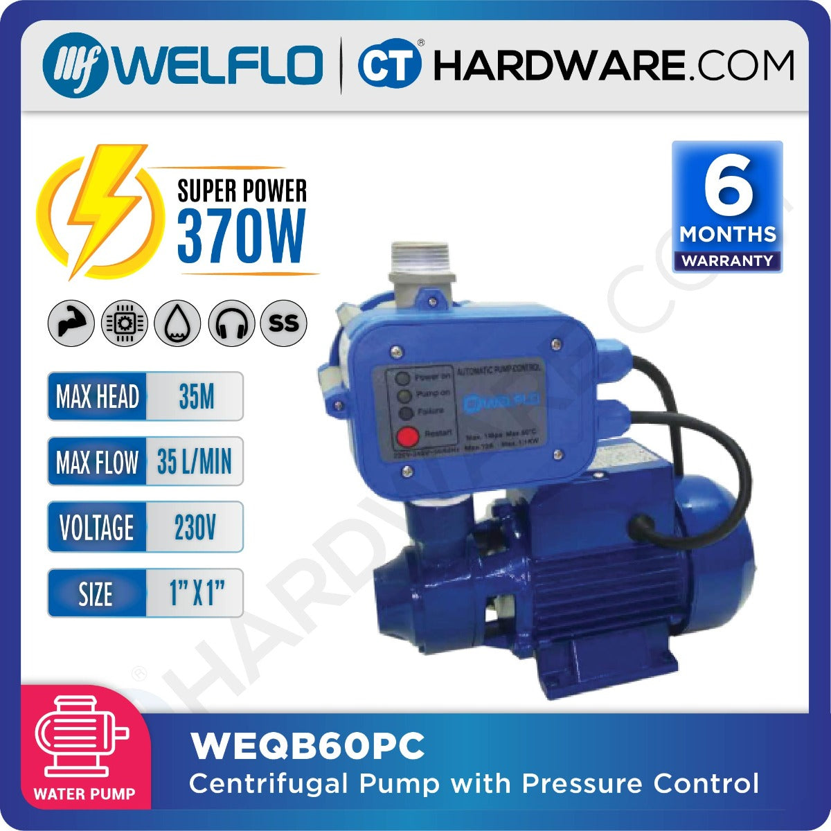 WELFLO WEQB60PC CENTRIFUGAL PUMP WITH PRESSURE CONTROL