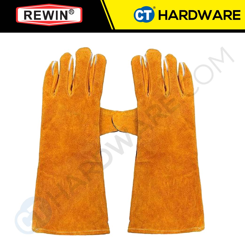 REWIN WG111 FULL LEATHER HAND GLOVE 350MM ( 14" ) ORANGE