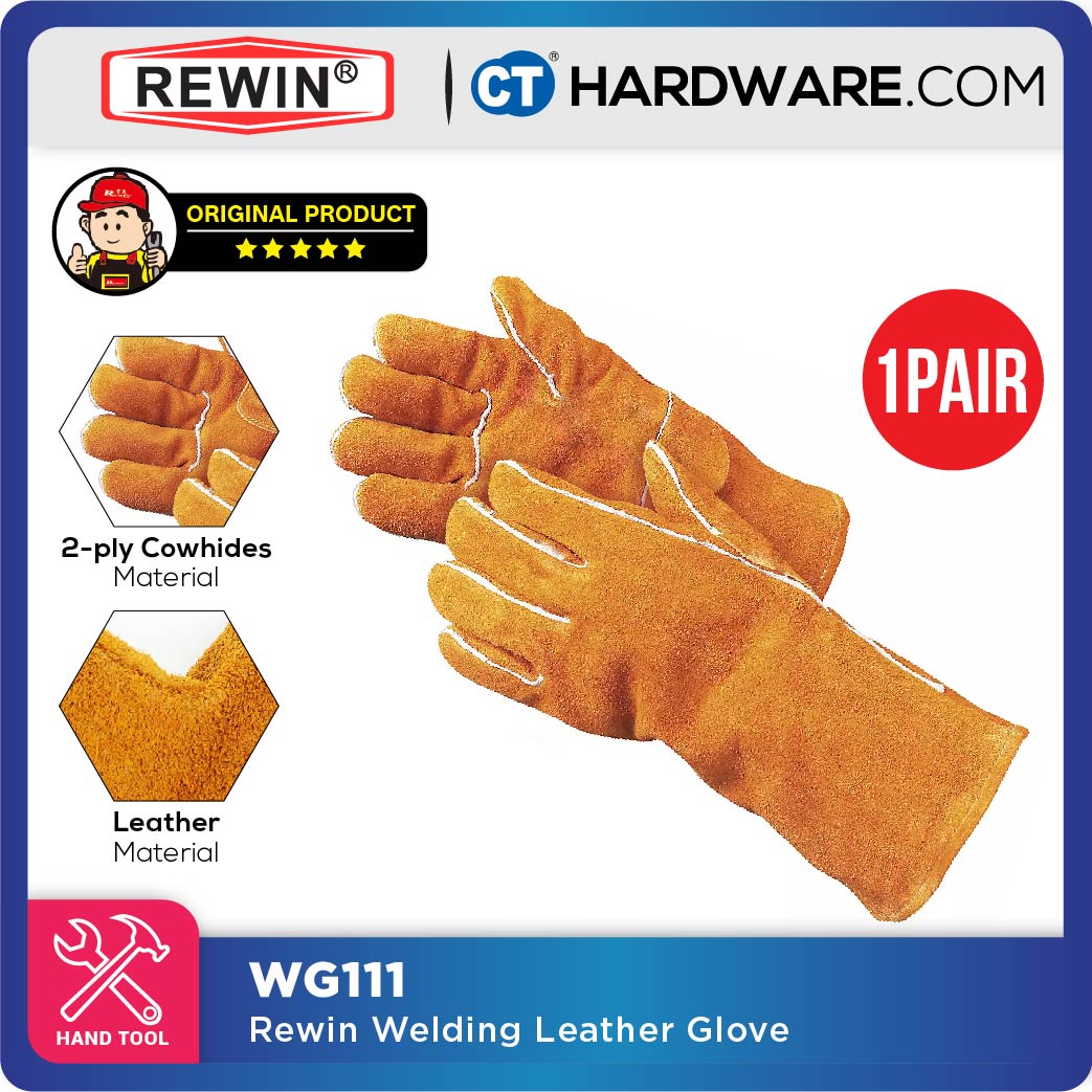 REWIN WG111 FULL LEATHER HAND GLOVE 350MM ( 14" ) ORANGE