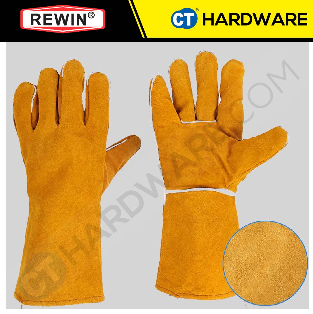 REWIN WG111 FULL LEATHER HAND GLOVE 350MM ( 14" ) ORANGE