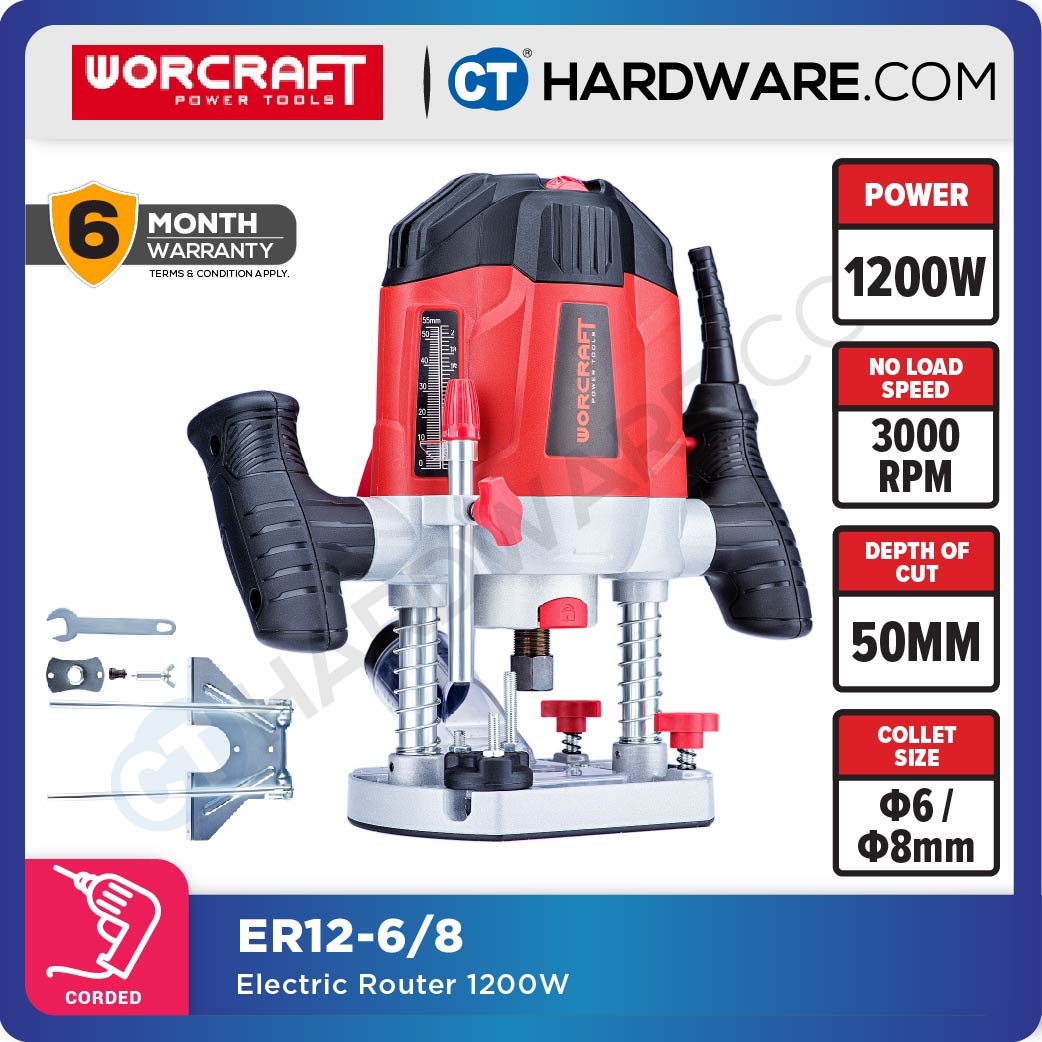 WORCRAFT ER12-6/8 CORDED ROUTER 1200W | 11000-30000/MIN | COLLET 6/8MM (ER1268)