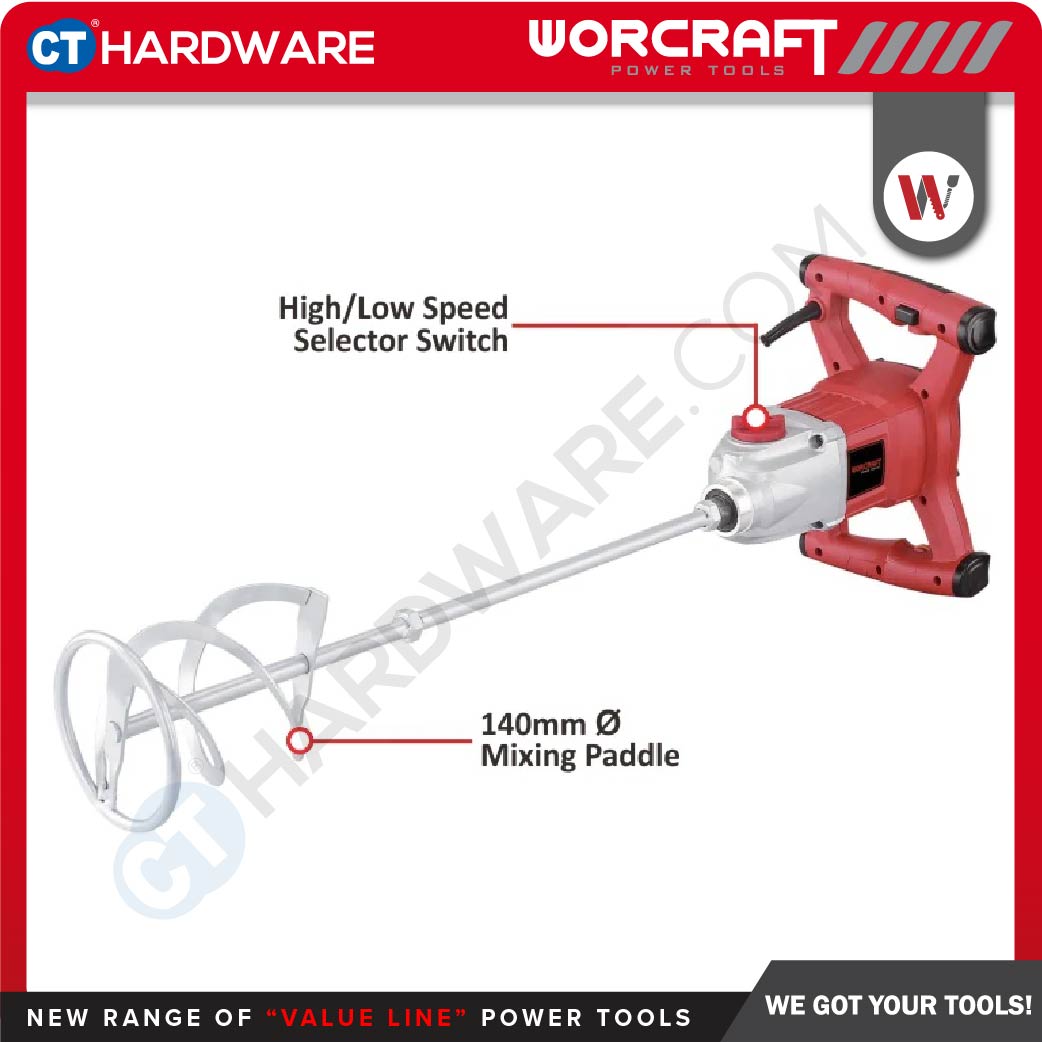 WORCRAFT EM14-140 ELECTRIC POWER MIXER 1400W 300-650RPM 140MM (EM14140)