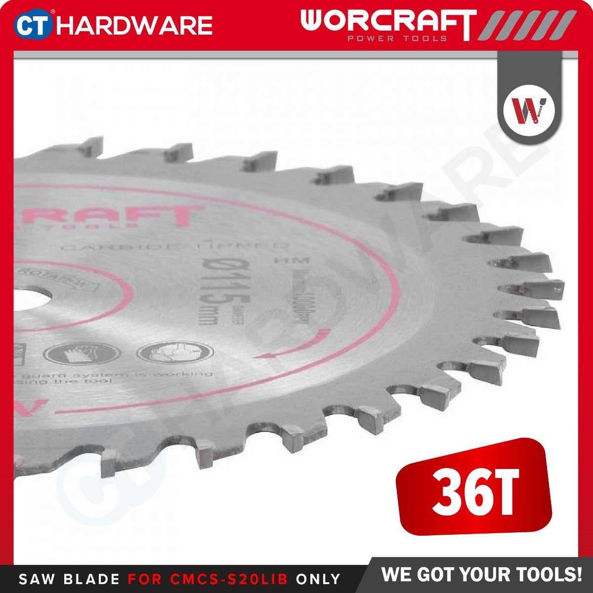 Worcraft WPI19115MCS TCT Saw Blade 115 x 9.5 x 1.0mm for CMCS-S20LiB Circular Saw