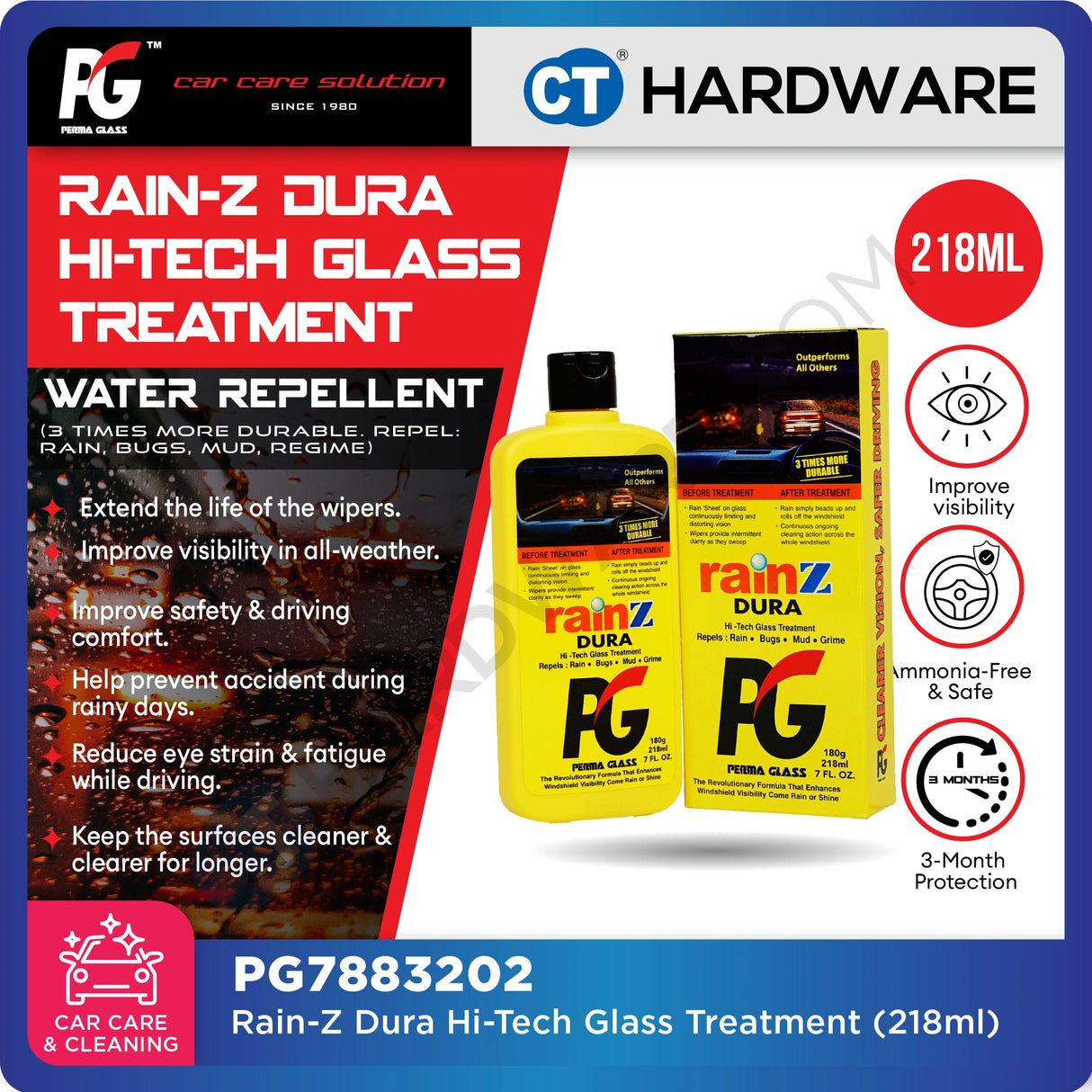 PG Perma Glass PG783202 Rain-Z Dura HI-Tech Glass Treatment 218ml [ 9556817883202 ]