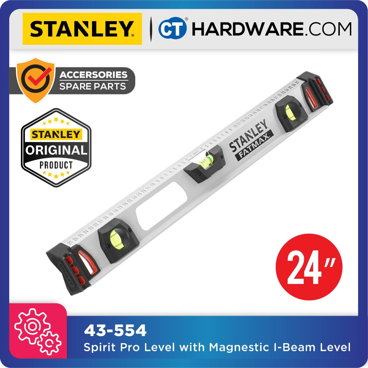 Stanley Spirit Pro Level With Magnetic I-Beam Level (24")  43-554