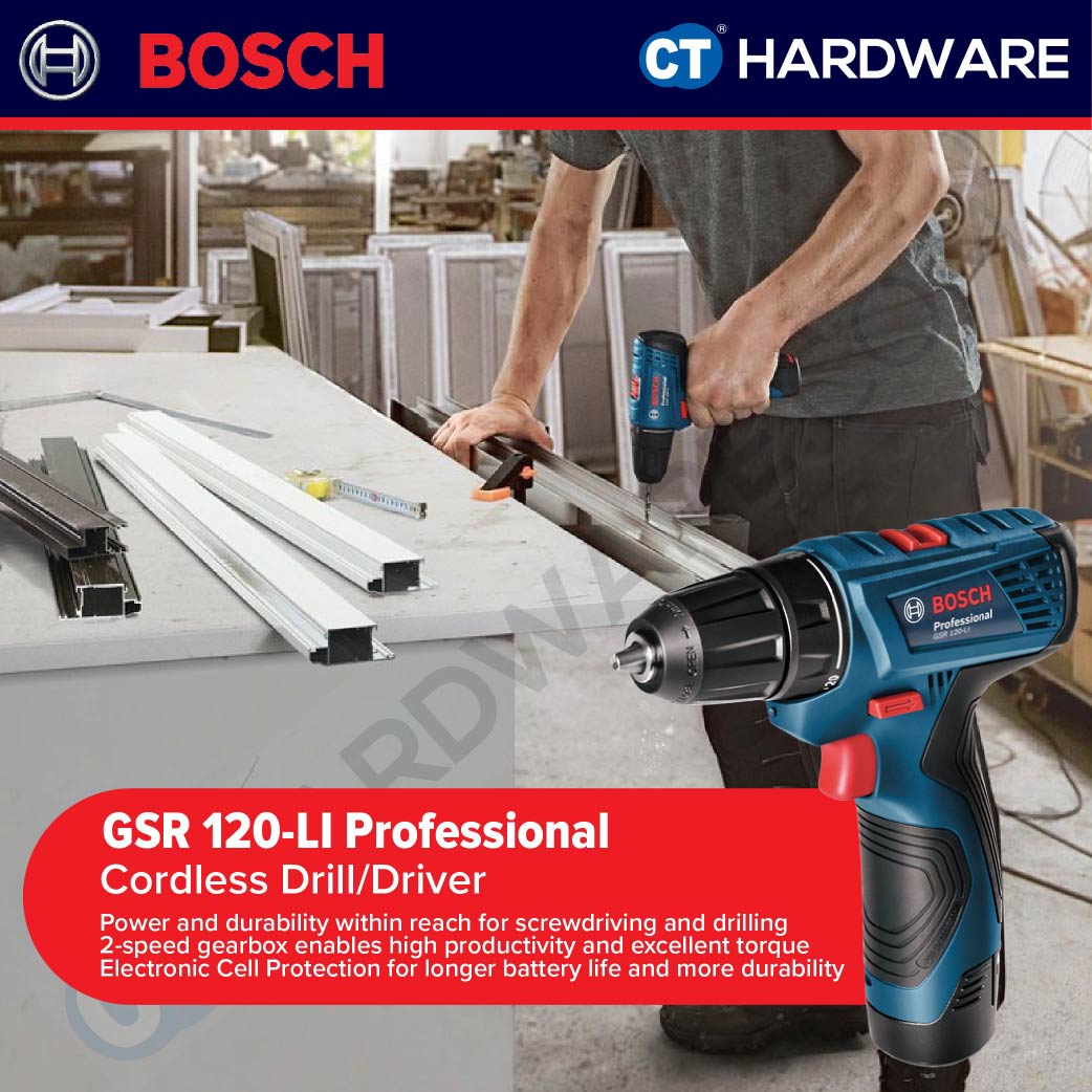 [COMBO-KIT] Bosch 06019G80L3 Cordless GSR 120-LI Drill/Driver + GDR 120-LI Impact Driver 12V in Carrying Case