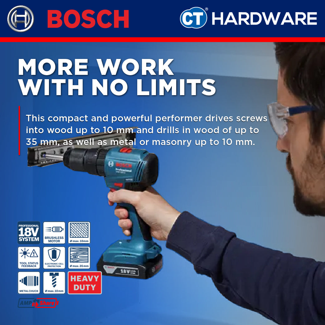 Bosch 0615A500CC Cordless 18V Combo Kit GDS 18V-350 Impact Wrench + GSB 185-LI Impact Drill Incl. 2x 2.0Ah Battery & Charger