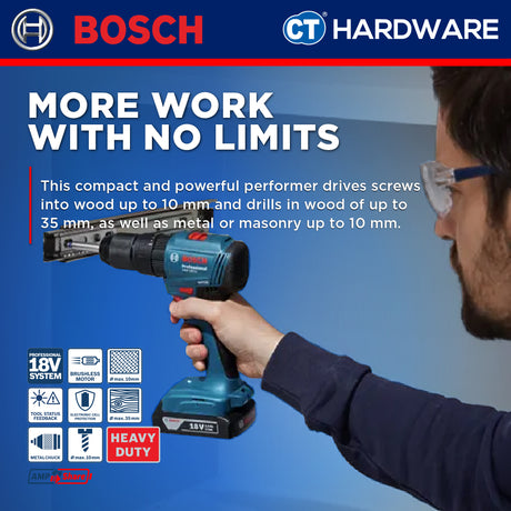 Bosch 0615A500CC Cordless 18V Combo Kit GDS 18V-350 Impact Wrench + GSB 185-LI Impact Drill Incl. 2x 2.0Ah Battery & Charger