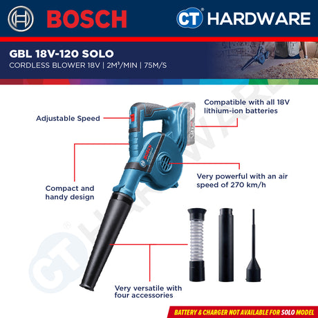 Bosch GBL 18V-120 SOLO Professional Cordless Blower Without Battery & Charger, GBL18V120SOLO