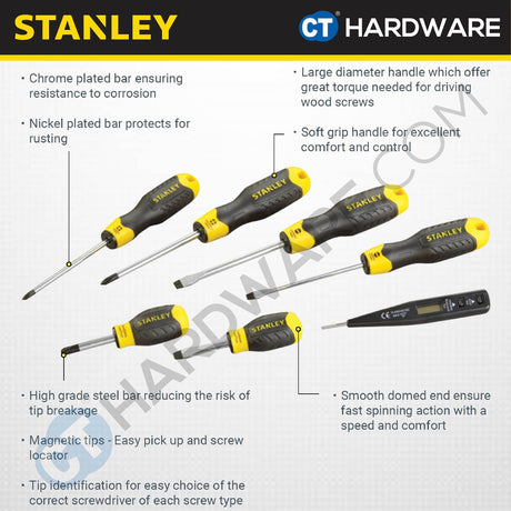 Stanley STMT66679 Basic Feature CG2 Screwdriver Set With Test Pen (6 pcs)