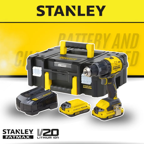 Stanley SBD716D2T 20V Cordless Brushless Hammer Drill C/W 2PCS Battery & 1 Charger (SBD715D2K)