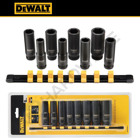 DEWALT DWMT86090-0 1/2" Drive Deep Impact Socket Set | 8-Piece Metric 6-Point Impact Socket Set
