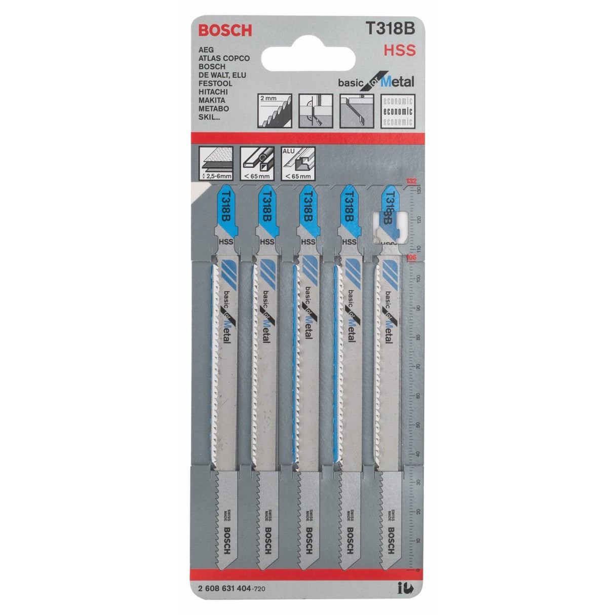 Bosch T318B Jigsaw Blades - For Metal (5 Piece) 2608631404