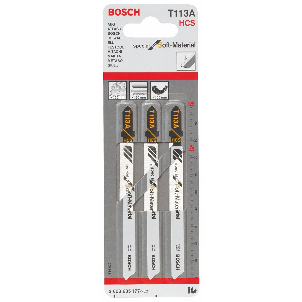 Bosch T113A Jigsaw Blades (3 Piece)  2608635177