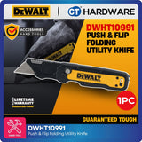 DEWALT DWHT10991 Push & Flip Folding Utility Knife | Folding Box Cutter | Quick Change Blade | Original