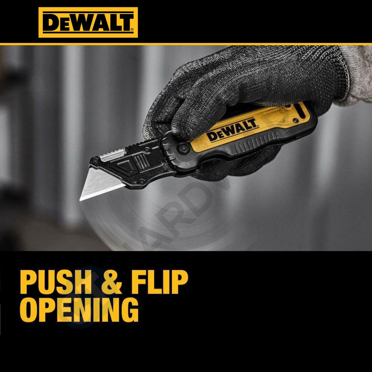 DEWALT DWHT10991 Push & Flip Folding Utility Knife | Folding Box Cutter | Quick Change Blade | Original