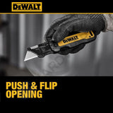 DEWALT DWHT10991 Push & Flip Folding Utility Knife | Folding Box Cutter | Quick Change Blade | Original