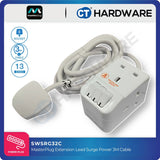 Masterplug SWSRG32C 3-Sockets13A | Switched Extension Lead 3m