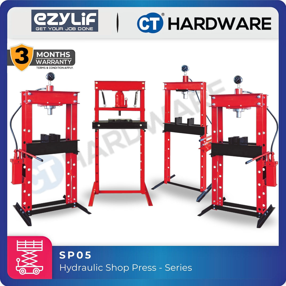 EZYLIF SP05-Series Hydraulic Shop Press – SP05201R / SP05301R / SP05602R / SP05303R / SP05501R