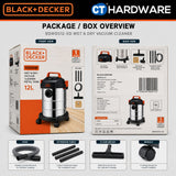 BLACK+DECKER BDWDS12-XD 1000W 12L Wet & Dry Vacuum Cleaner with Blower | Stainless Steel 3-in-1