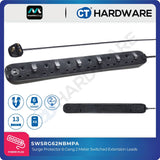 Masterplug SWSRG62NBMPA 6-Gang Surge Protected Switched Extension Lead 2m