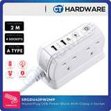 Masterplug  SRGDU42PW2MP 4-Socket Power Block USB Glossy Finish