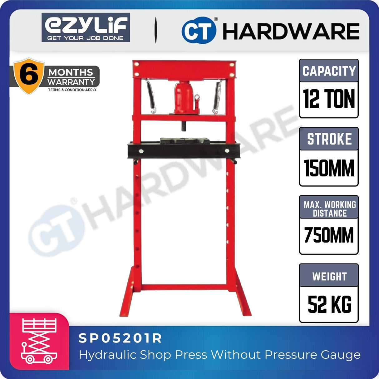 EZYLIF SP05-Series Hydraulic Shop Press – SP05201R / SP05301R / SP05602R / SP05303R / SP05501R