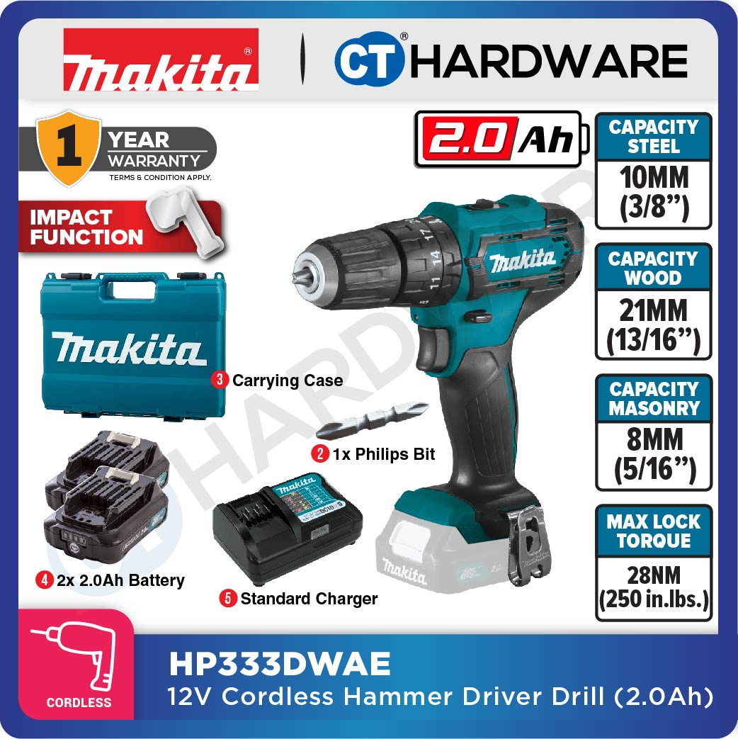 MAKITA HP333DZ | HP333DWYE | HP333DWY | HP333DWAE | HP333DSME CORDLESS HAMMER DRIVER DRILL  12V | 10MM ( 3/8" )