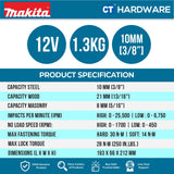 MAKITA HP333DZ | HP333DWYE | HP333DWY | HP333DWAE | HP333DSME CORDLESS HAMMER DRIVER DRILL  12V | 10MM ( 3/8" )