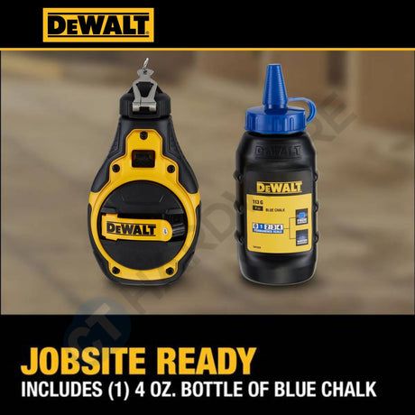 DEWALT DWHT48333BC Bi-Material Chalk Reel Kit with Blue Chalk | 4:1 Fast Rewind Chalk Line Reel