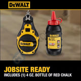 DEWALT DWHT48333RC Bi-Material Chalk Reel Kit with Red Chalk | 4:1 Fast Rewind Chalk Line Reel