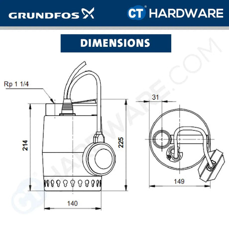 [BYO] Grundfos UNILIFT KP.150 Series Stainless Steel Submersible Drainage Pump 0.15kW