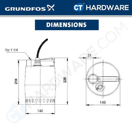 [BYO] Grundfos UNILIFT KP.150 Series Stainless Steel Submersible Drainage Pump 0.15kW