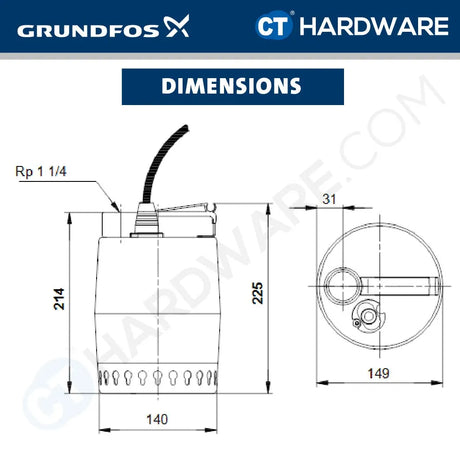 [BYO] Grundfos UNILIFT KP.250 Series Stainless Steel Submersible Drainage Pump 0.25kW