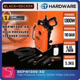 BLACK+DECKER BEPW1300-XD High Pressure Cleaner | 1300W | 110 Bar | 6.6L/min | Compact Electric Pressure Washer