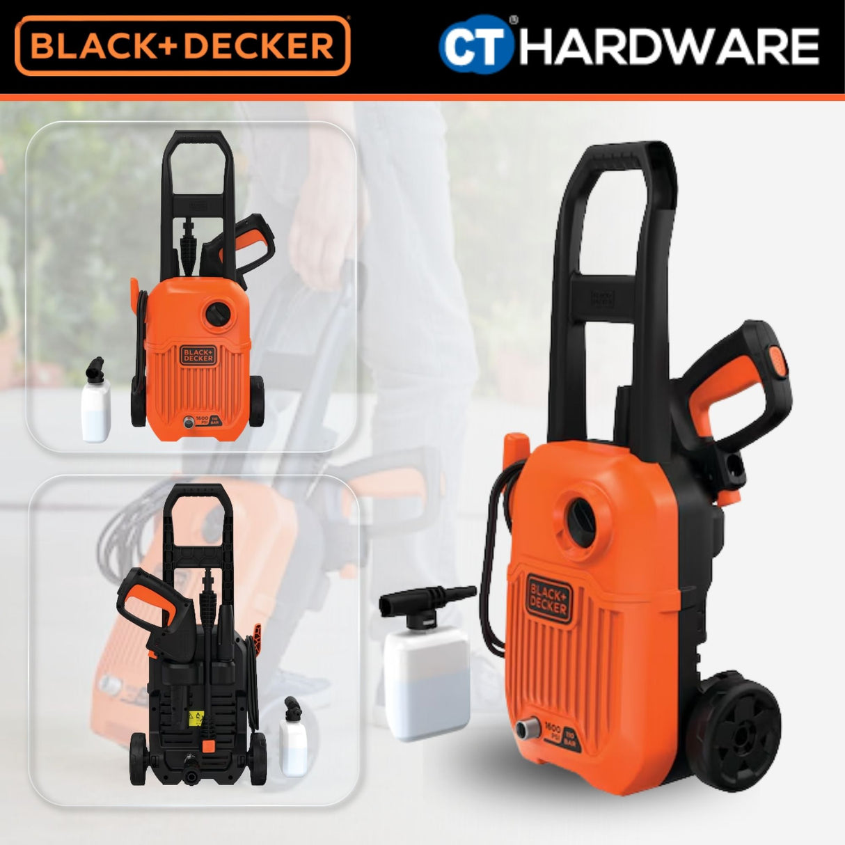 BLACK+DECKER BEPW1300-XD High Pressure Cleaner | 1300W | 110 Bar | 6.6L/min | Compact Electric Pressure Washer