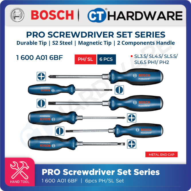 Bosch PRO Screwdriver Set PH/SL 6pcs [1600A016BF]