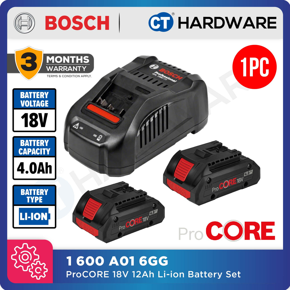 Bosch 1600A016GG ProCore Starter Kit 18V [ 2x 4.0Ah Battery 1x Charger ]