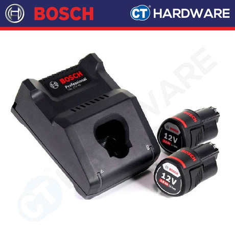 Bosch 1600A01B8Y Starter Kit 12V c/w 2x 2.0Ah Batteries + Fast Charger GAL 12V-40