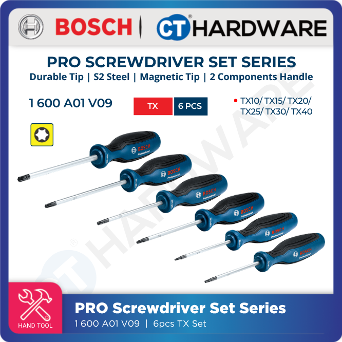 Bosch PRO Screwdriver Set Torx 6pcs [1600A01V09]